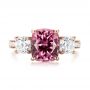 18k Rose Gold 18k Rose Gold Custom Three Stone Spinel And Diamond Engagement Ring - Top View -  103647 - Thumbnail