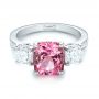  Platinum Custom Three Stone Spinel And Diamond Engagement Ring - Flat View -  103647 - Thumbnail