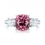  Platinum Custom Three Stone Spinel And Diamond Engagement Ring - Top View -  103647 - Thumbnail