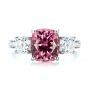 14k White Gold 14k White Gold Custom Three Stone Spinel And Diamond Engagement Ring - Top View -  103647 - Thumbnail