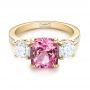 18k Yellow Gold 18k Yellow Gold Custom Three Stone Spinel And Diamond Engagement Ring - Flat View -  103647 - Thumbnail