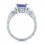  Platinum Platinum Custom Three Stone Tanzanite And Diamond Anniversary Ring - Front View -  102144 - Thumbnail