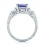 18k White Gold 18k White Gold Custom Three Stone Tanzanite And Diamond Anniversary Ring - Front View -  102144 - Thumbnail