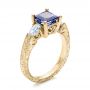 14k Yellow Gold 14k Yellow Gold Custom Three Stone Tanzanite And Diamond Anniversary Ring - Three-Quarter View -  102144 - Thumbnail