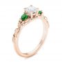 14k Rose Gold 14k Rose Gold Custom Three-stone Tsavorite And Diamond Engagement Ring - Three-Quarter View -  103209 - Thumbnail