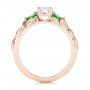 18k Rose Gold 18k Rose Gold Custom Three-stone Tsavorite And Diamond Engagement Ring - Front View -  103209 - Thumbnail