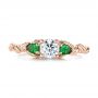 18k Rose Gold 18k Rose Gold Custom Three-stone Tsavorite And Diamond Engagement Ring - Top View -  103209 - Thumbnail