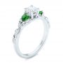  Platinum Platinum Custom Three-stone Tsavorite And Diamond Engagement Ring - Three-Quarter View -  103209 - Thumbnail