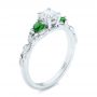 18k White Gold 18k White Gold Custom Three-stone Tsavorite And Diamond Engagement Ring - Three-Quarter View -  103209 - Thumbnail