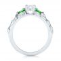 14k White Gold Custom Three-stone Tsavorite And Diamond Engagement Ring - Front View -  103209 - Thumbnail
