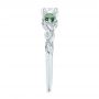 14k White Gold Custom Three-stone Tsavorite And Diamond Engagement Ring - Side View -  103209 - Thumbnail