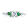 14k White Gold Custom Three-stone Tsavorite And Diamond Engagement Ring - Top View -  103209 - Thumbnail
