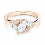 14k Rose Gold And 18K Gold 14k Rose Gold And 18K Gold Custom Three Stone Two-tone Diamond Engagement Ring - Flat View -  103008 - Thumbnail