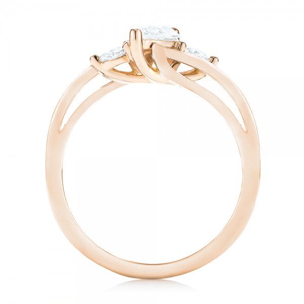 14k Rose Gold And Platinum 14k Rose Gold And Platinum Custom Three Stone Two-tone Diamond Engagement Ring - Front View -  103008