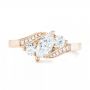 18k Rose Gold And Platinum 18k Rose Gold And Platinum Custom Three Stone Two-tone Diamond Engagement Ring - Top View -  103008 - Thumbnail