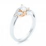 14k White Gold And 14K Gold Custom Three Stone Two-tone Diamond Engagement Ring - Three-Quarter View -  103008 - Thumbnail