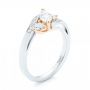 14k White Gold And 18K Gold 14k White Gold And 18K Gold Custom Three Stone Two-tone Diamond Engagement Ring - Three-Quarter View -  103008 - Thumbnail