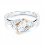 14k White Gold And 14K Gold Custom Three Stone Two-tone Diamond Engagement Ring - Flat View -  103008 - Thumbnail