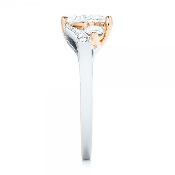  Platinum And 18K Gold Platinum And 18K Gold Custom Three Stone Two-tone Diamond Engagement Ring - Side View -  103008