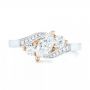 14k White Gold And 14K Gold Custom Three Stone Two-tone Diamond Engagement Ring - Top View -  103008 - Thumbnail