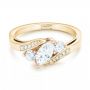 18k Yellow Gold And 18K Gold 18k Yellow Gold And 18K Gold Custom Three Stone Two-tone Diamond Engagement Ring - Flat View -  103008 - Thumbnail