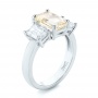 18k White Gold 18k White Gold Custom Three Stone Yellow Sapphire And Diamond Engagement Ring - Three-Quarter View -  103534 - Thumbnail