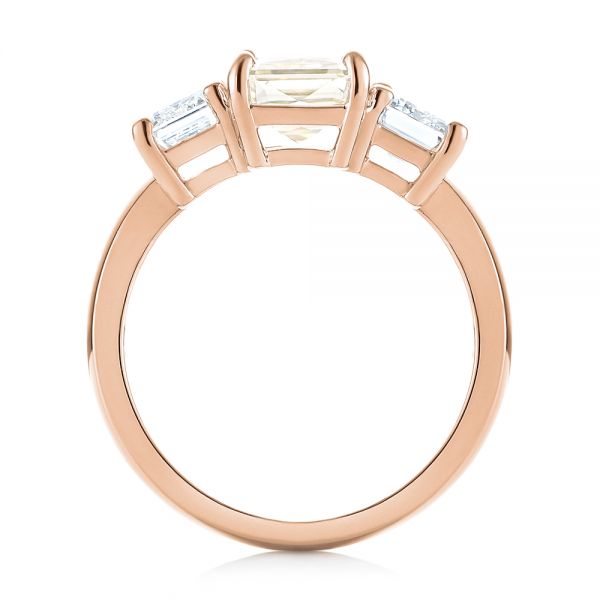14k Rose Gold 14k Rose Gold Custom Three Stone Yellow Sapphire And Diamond Engagement Ring - Front View - 103534