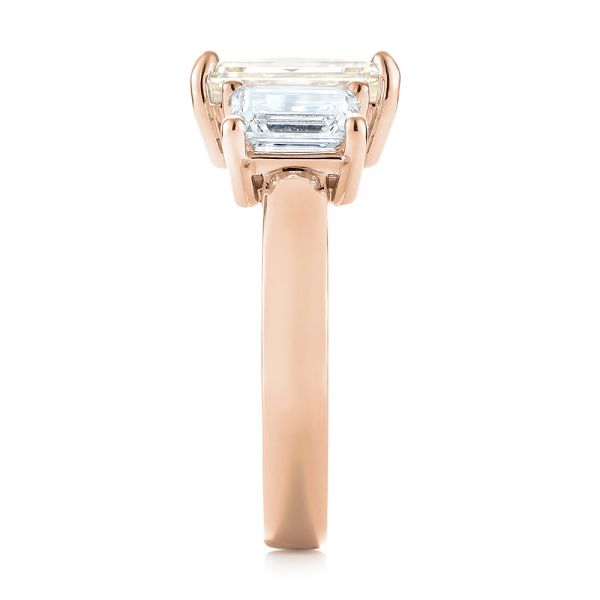 14k Rose Gold 14k Rose Gold Custom Three Stone Yellow Sapphire And Diamond Engagement Ring - Side View - 103534