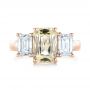 14k Rose Gold 14k Rose Gold Custom Three Stone Yellow Sapphire And Diamond Engagement Ring - Top View -  103534 - Thumbnail