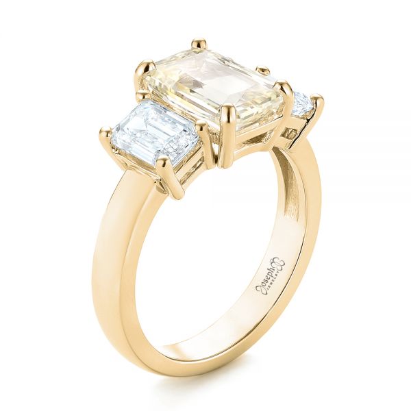 18k Yellow Gold 18k Yellow Gold Custom Three Stone Yellow Sapphire And Diamond Engagement Ring - Three-Quarter View -  103534