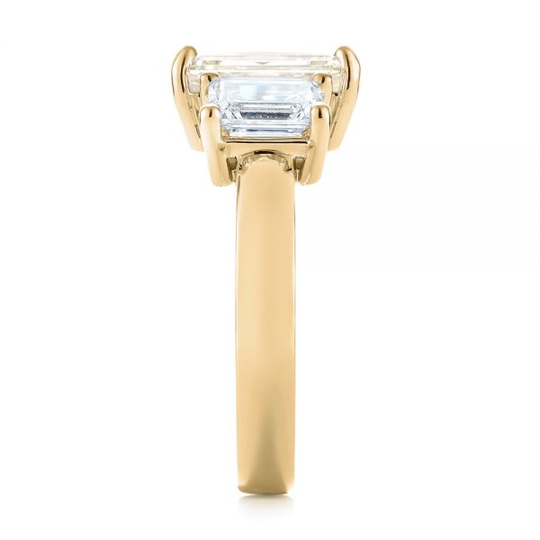 18k Yellow Gold 18k Yellow Gold Custom Three Stone Yellow Sapphire And Diamond Engagement Ring - Side View -  103534