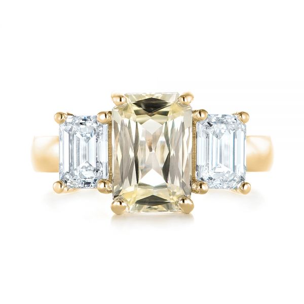 18k Yellow Gold 18k Yellow Gold Custom Three Stone Yellow Sapphire And Diamond Engagement Ring - Top View -  103534