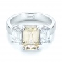  Platinum Platinum Custom Three Stone Yellow Sapphire And Diamond Engagement Ring - Flat View -  103534 - Thumbnail