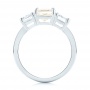 14k White Gold Custom Three Stone Yellow Sapphire And Diamond Engagement Ring - Front View -  103534 - Thumbnail
