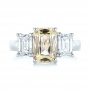 18k White Gold 18k White Gold Custom Three Stone Yellow Sapphire And Diamond Engagement Ring - Top View -  103534 - Thumbnail