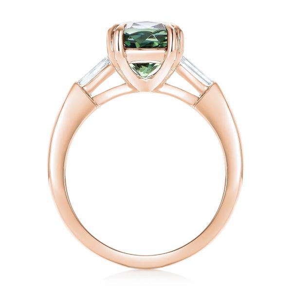 18k Rose Gold 18k Rose Gold Custom Three Stone Zoisite And Diamond Engagement Ring - Front View -  103288