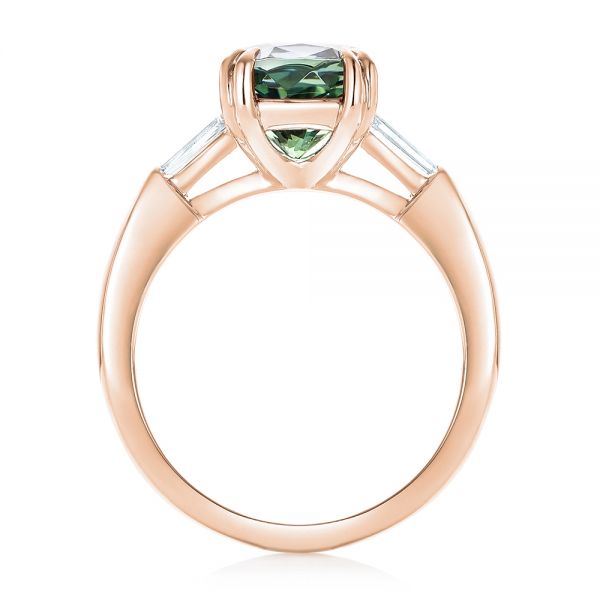 18k Rose Gold 18k Rose Gold Custom Three Stone Zoisite And Diamond Engagement Ring - Front View - 103288