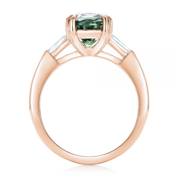 14k Rose Gold 14k Rose Gold Custom Three Stone Zoisite And Diamond Engagement Ring - Front View -  103288