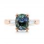 18k Rose Gold 18k Rose Gold Custom Three Stone Zoisite And Diamond Engagement Ring - Top View -  103288 - Thumbnail