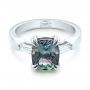 Platinum Custom Three Stone Zoisite And Diamond Engagement Ring - Flat View -  103288 - Thumbnail