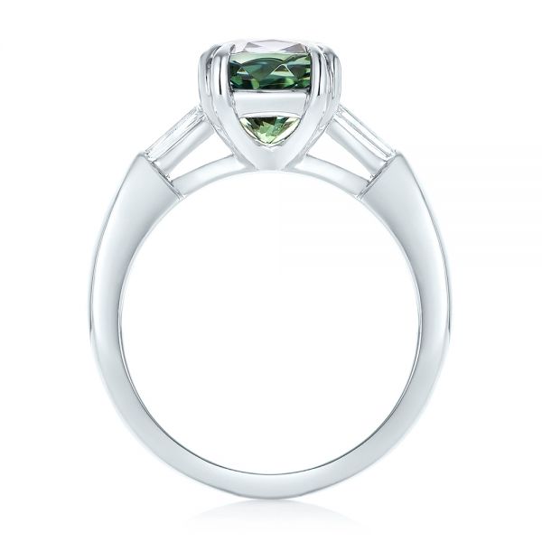 Platinum Custom Three Stone Zoisite And Diamond Engagement Ring - Front View - 103288