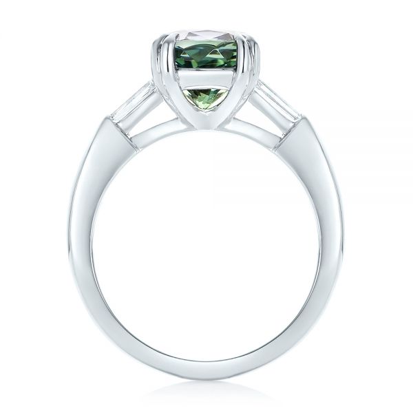 14k White Gold 14k White Gold Custom Three Stone Zoisite And Diamond Engagement Ring - Front View -  103288