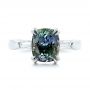  Platinum Custom Three Stone Zoisite And Diamond Engagement Ring - Top View -  103288 - Thumbnail