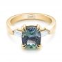 18k Yellow Gold 18k Yellow Gold Custom Three Stone Zoisite And Diamond Engagement Ring - Flat View -  103288 - Thumbnail