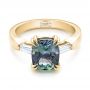 14k Yellow Gold 14k Yellow Gold Custom Three Stone Zoisite And Diamond Engagement Ring - Flat View -  103288 - Thumbnail