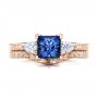 14k Rose Gold 14k Rose Gold Custom Three Stone And Blue Sapphire Engagement Ring - Three-Quarter View -  102046 - Thumbnail