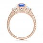 18k Rose Gold 18k Rose Gold Custom Three Stone And Blue Sapphire Engagement Ring - Front View -  102046 - Thumbnail