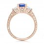 18k Rose Gold 18k Rose Gold Custom Three Stone And Blue Sapphire Engagement Ring - Front View -  102046 - Thumbnail
