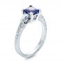  Platinum Custom Three Stone And Blue Sapphire Engagement Ring