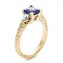 14k Yellow Gold Custom Three Stone And Blue Sapphire Engagement Ring